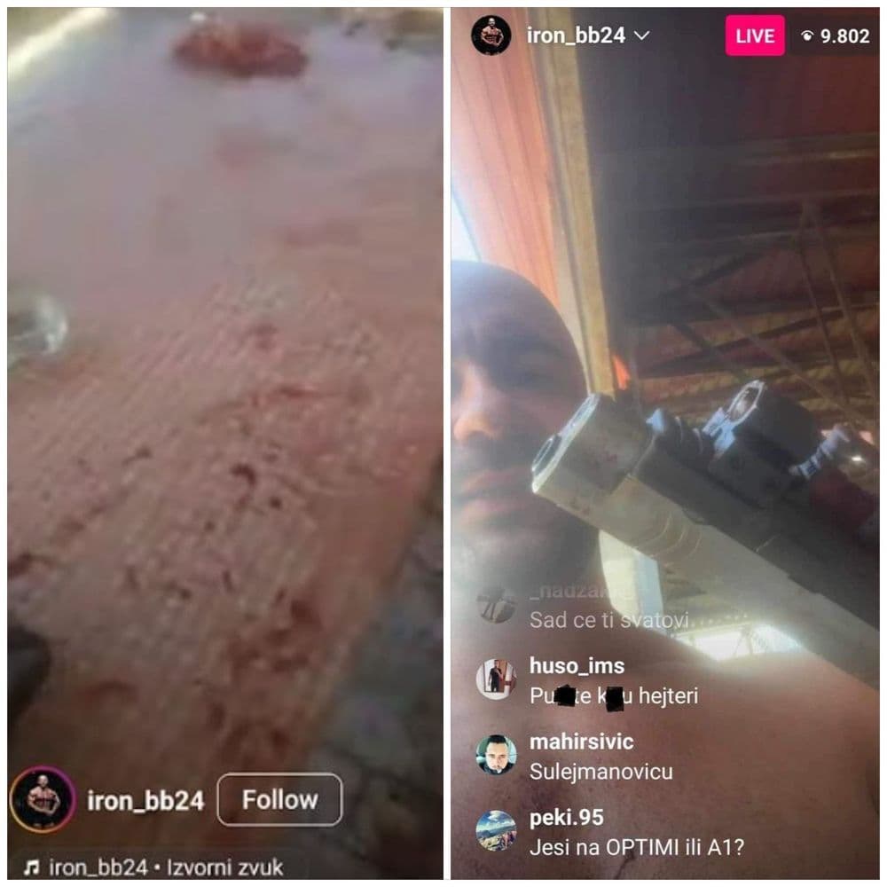 Zábery z instagramového livestreamu, zdroj: TIP.ba