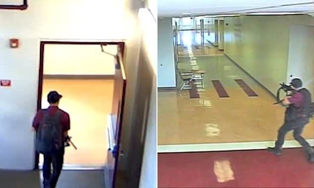 Nikolas Cruz počas útoku v škole, zdroj: Daily Mail