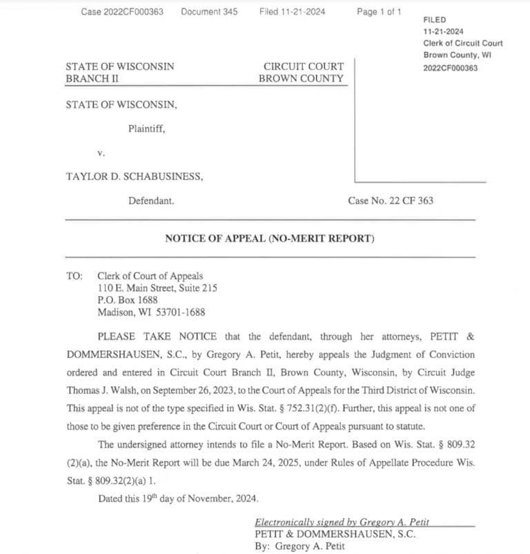 Odvolacia správa v 21. novembra 2024, zdroj: WEAU13NEWS